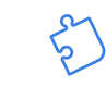 Deux pièces de puzzle blanches connectées, avec une troisième pièce de puzzle bleue s'approchant pour s'assembler. Symbole d'intégration ou de solution.